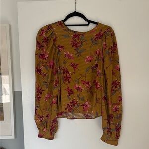 Melrose and Market Yellow Floral Puff Sleeve Blouse